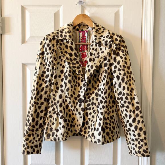 L.A.M.B Gwen Stefani Cheetah Animal Print Blazer Jacket Size 6